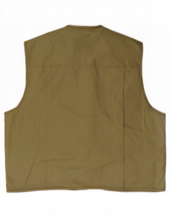 Vintage Herre Utility Gilet IT 58 4XL Khaki Cotton