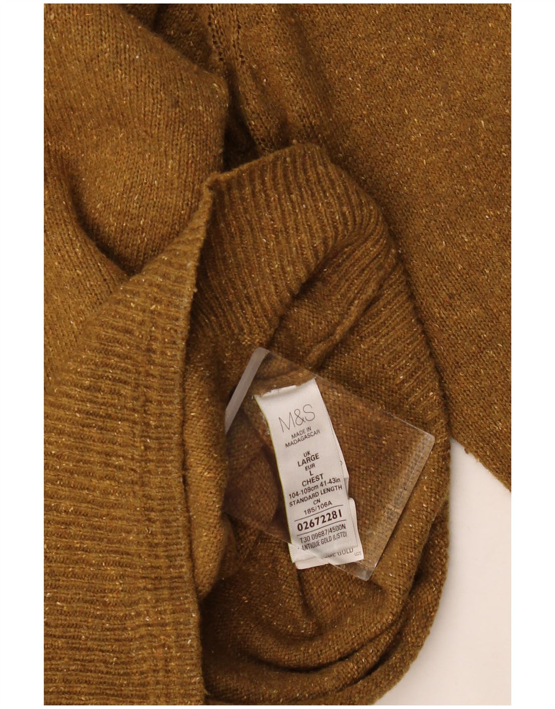 Marks & Spencer Herre sweater med rund hals, stor Khaki Flecked Wool