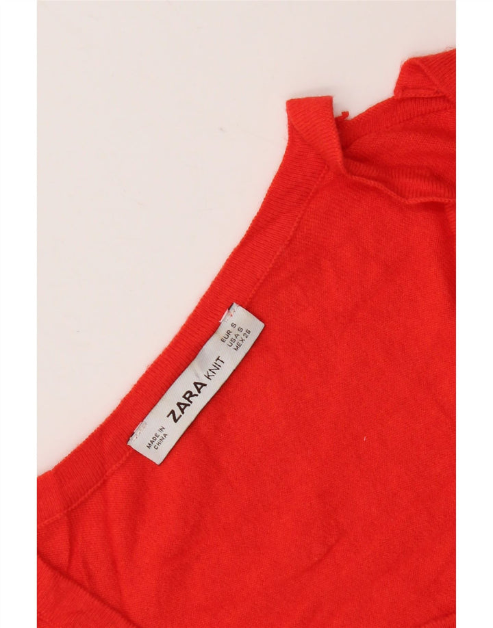 Zara Womens Crop V-hals sweater UK 10 Small Red