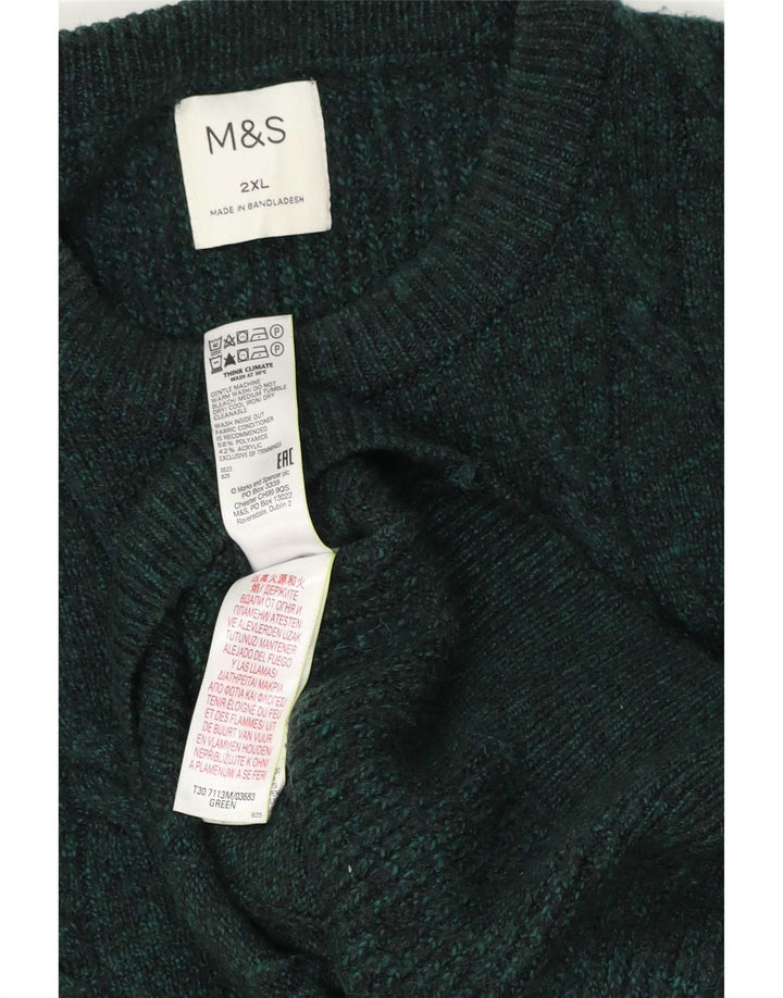 Marks & Spencer Herre sweater med rund hals 2XL Grøn polyamid