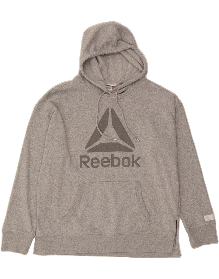 REEBOK Mens Graphic Hoodie Jumper Medium Grey Cotton Vintage Reebok and Second-Hand Reebok from Messina Hembry 