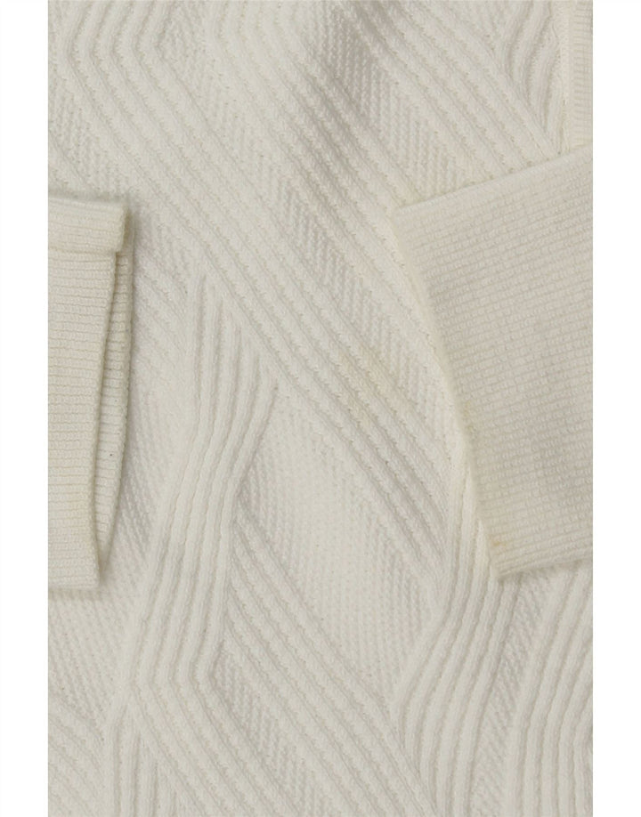 Marks & Spencer Herre Autograph Polo Neck Jumper Sweater Stor Hvid Bomuld