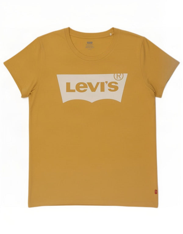 Levi's Dame Oversized grafisk T-shirt Top UK 10 Lille gul bomuld