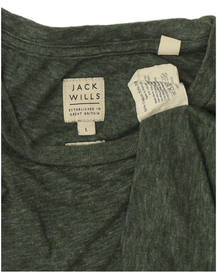 JACK WILLS Herre T-Shirt Top Stor Grøn Bomuld