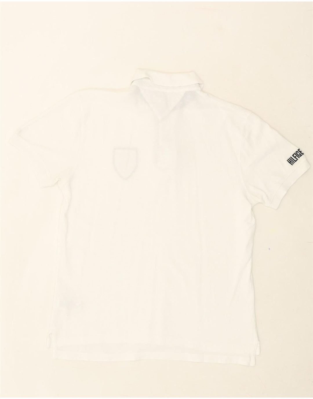 TOMMY HILFIGER Mens Polo Shirt Medium White Cotton Vintage Tommy Hilfiger and Second-Hand Tommy Hilfiger from Messina Hembry 