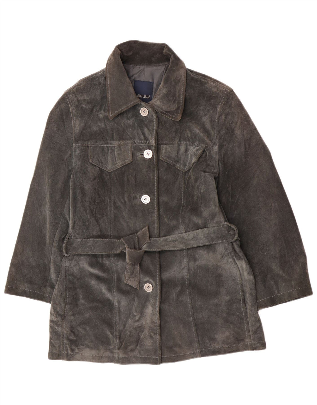 Vintage dame ruskindsjakke UK 14 Medium Grey Læder