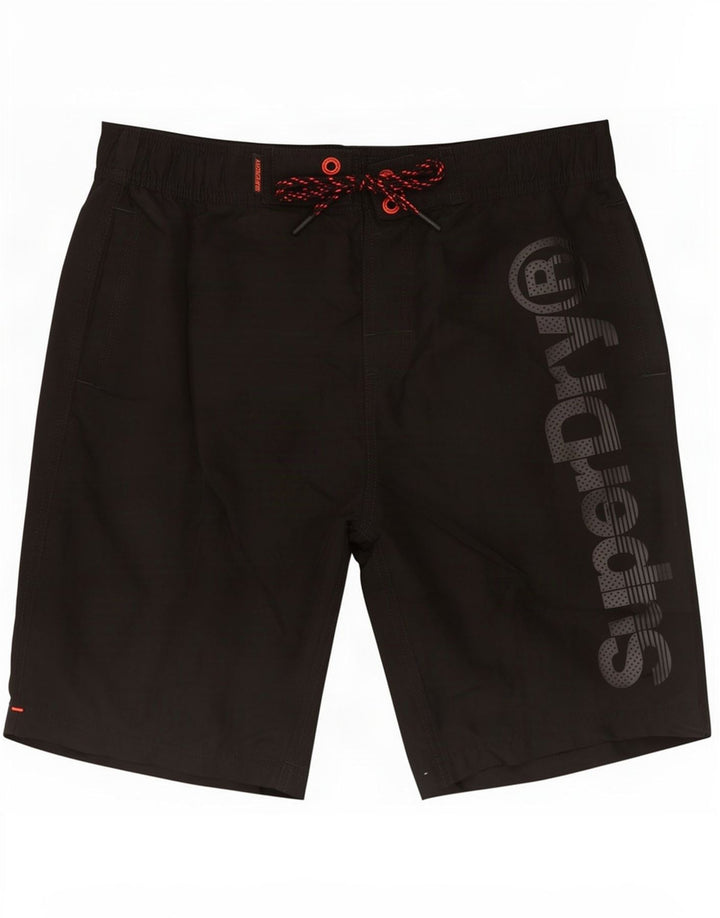 Superdry grafiske svømmeshorts til mænd, små sorte polyester