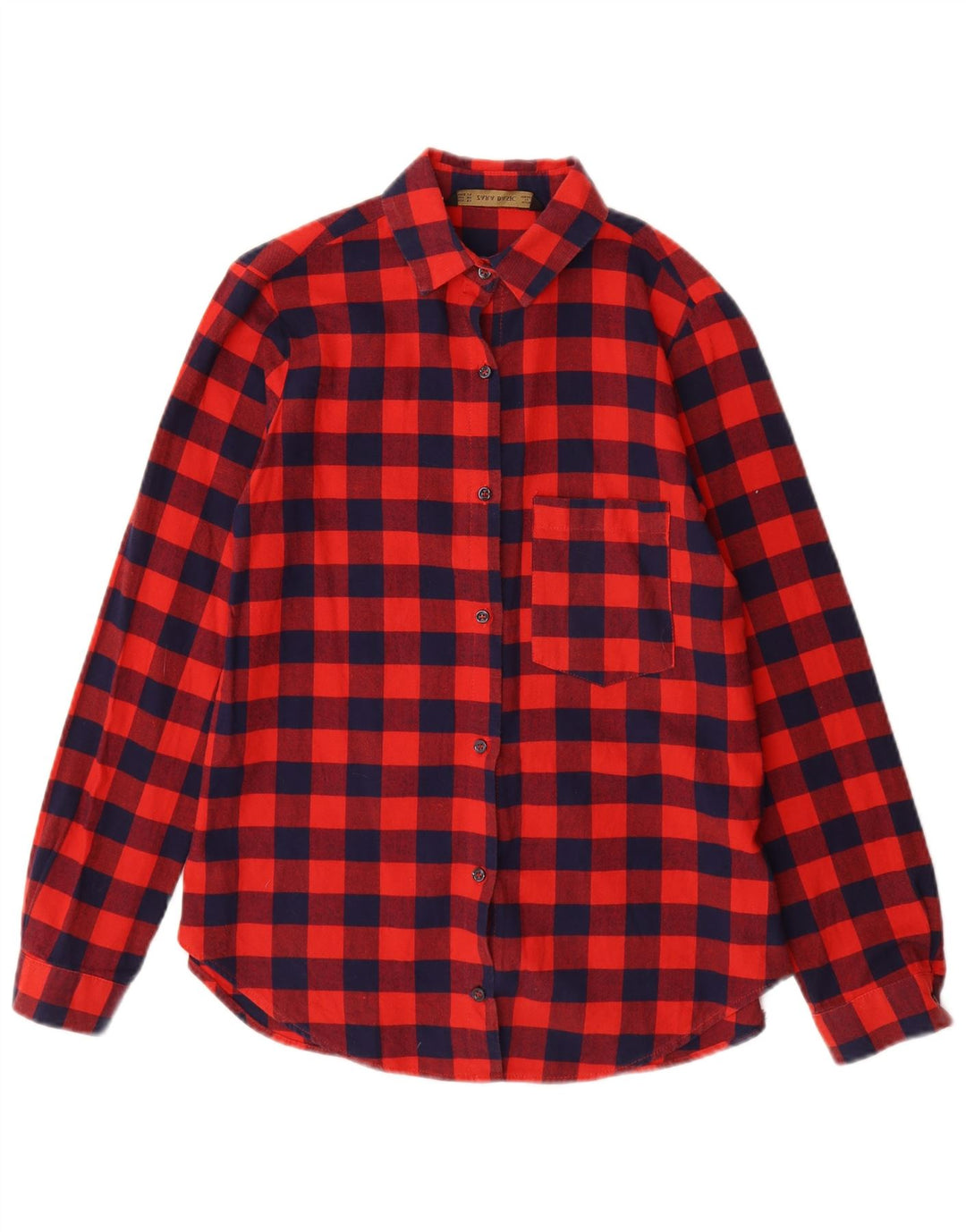 ZARA Oversized flannelskjorte til kvinder DK 6 XS rød ternet bomuld