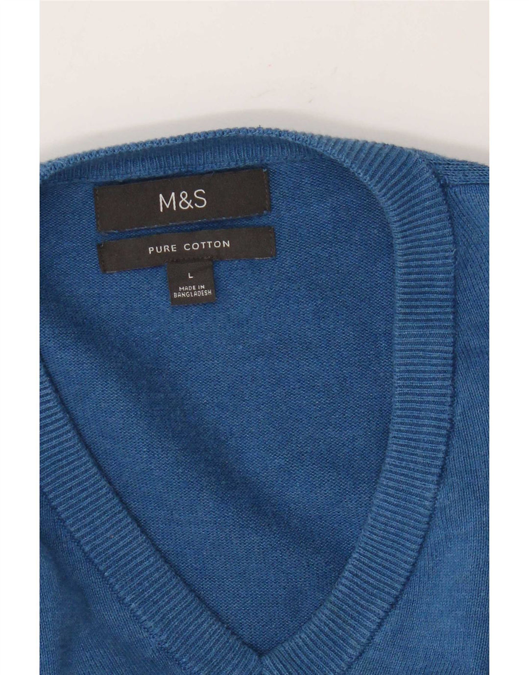 Marks & Spencer Herre V-hals sweater Stor blå bomuld