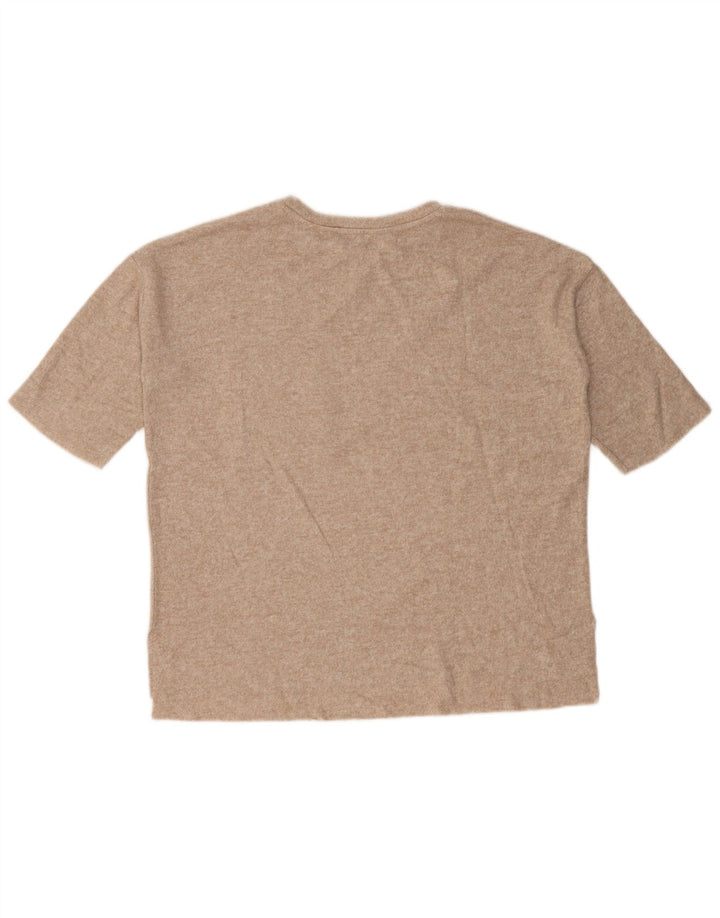 Zara Dame Oversized T-Shirt Top UK 10 Small Beige