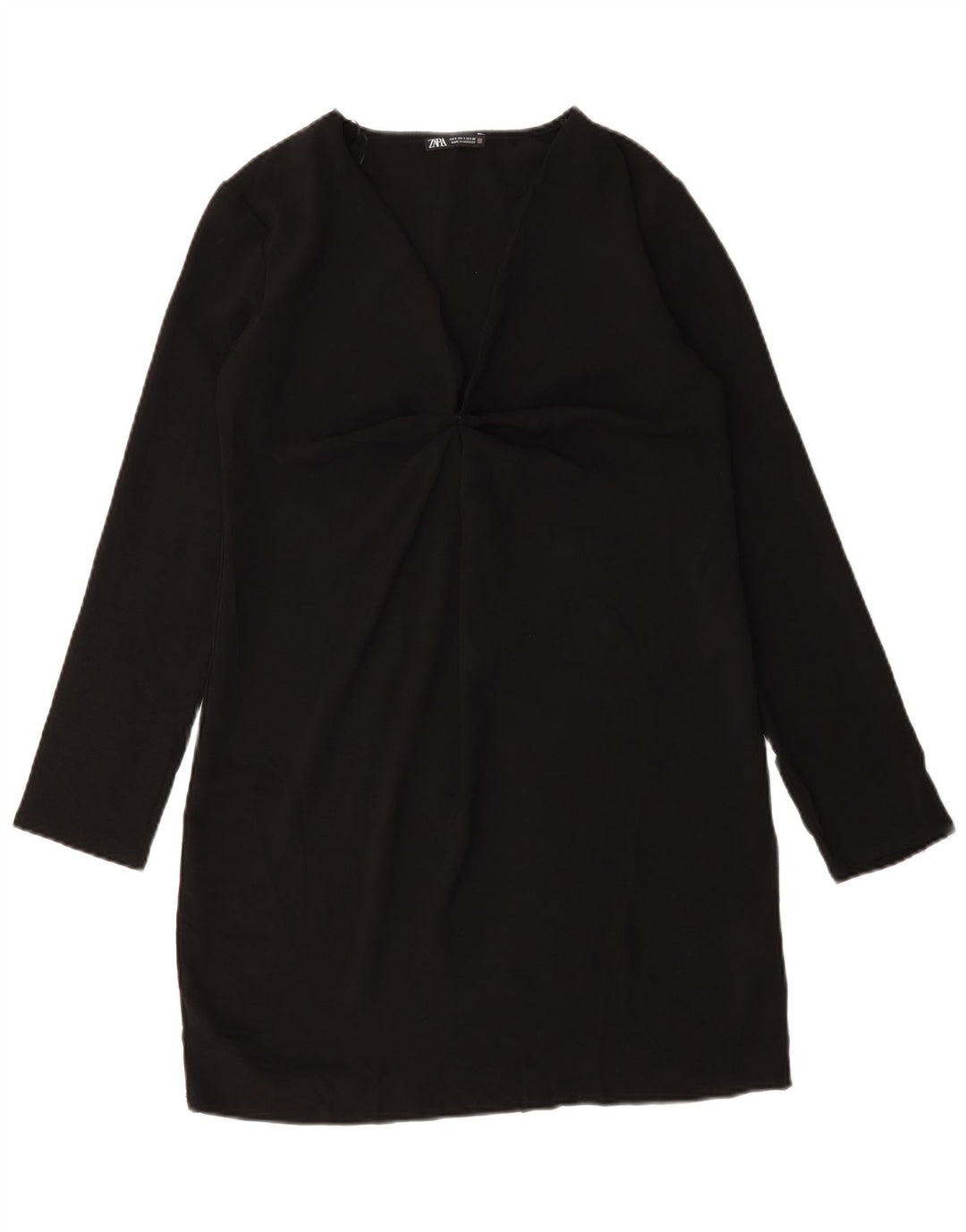 Zara Dame Langærmet Skift Kjole UK 10 Small Black Polyester