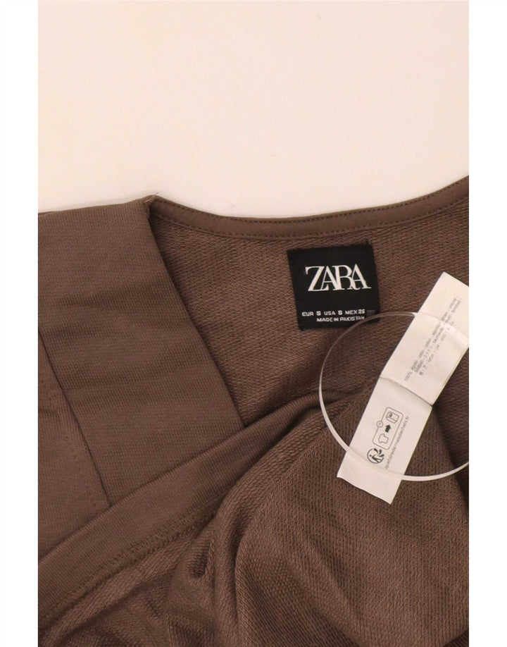 Zara Dame Oversized Vest Top UK 10 Lille Brun Bomuld