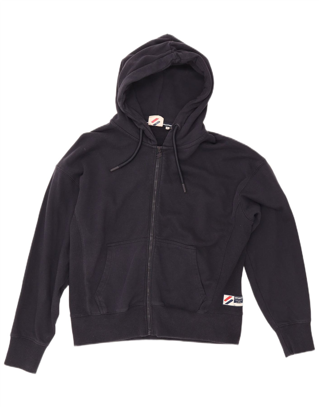 SUPERDRY hættetrøje til kvinder med lynlås UK 16 Large Navy Blue