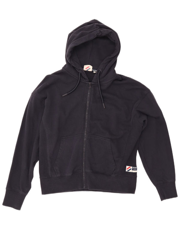 SUPERDRY hættetrøje til kvinder med lynlås UK 16 Large Navy Blue