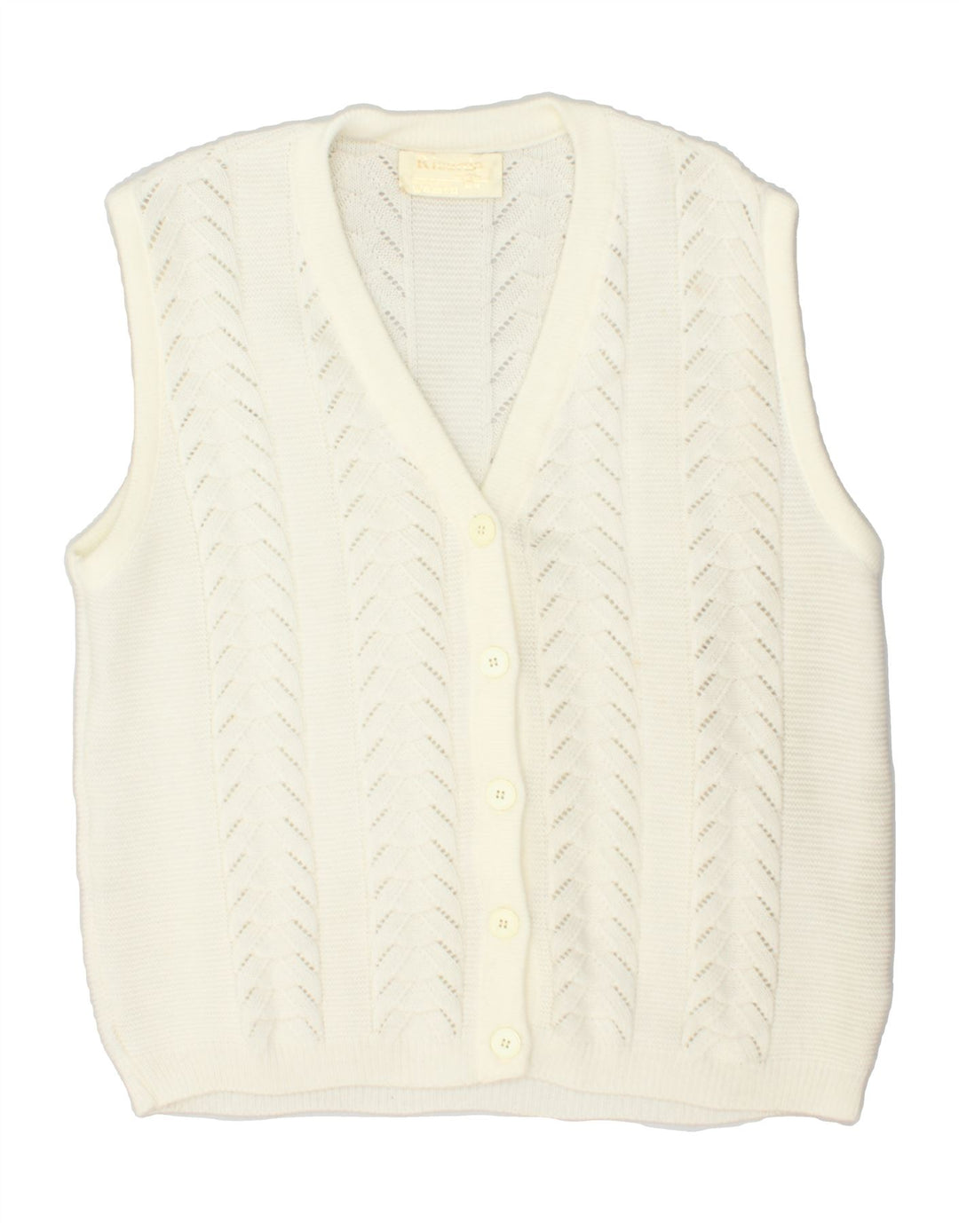 VINTAGE Womens Sleeveless Cardigan Sweater EU 44/46 XL Off White | Vintage Vintage | Thrift | Second-Hand Vintage | Used Clothing | Messina Hembry 
