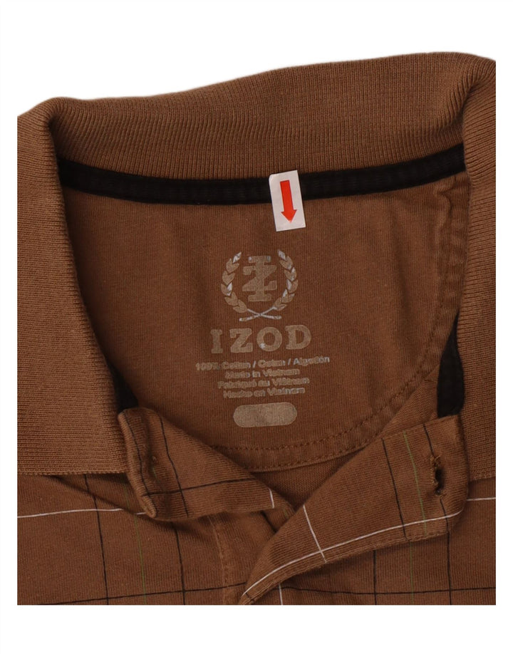 Izod herre poloshirt Medium brun geometrisk bomuld