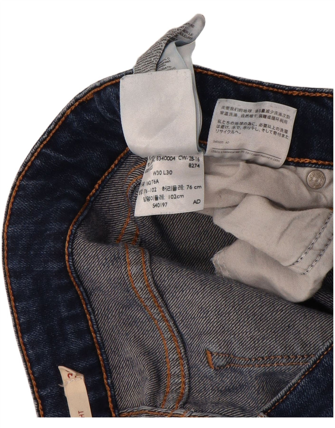 Levi's Dame 714 Straight Jeans W30 L30 Blå Bomuld