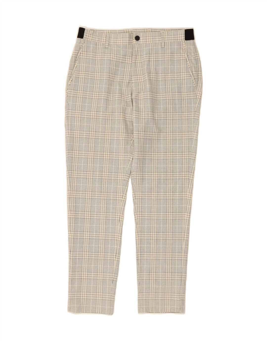 ZARA Womens Slim Chino Trousers Medium W31 L29 Grey Check Polyester Vintage Zara and Second-Hand Zara from Messina Hembry 