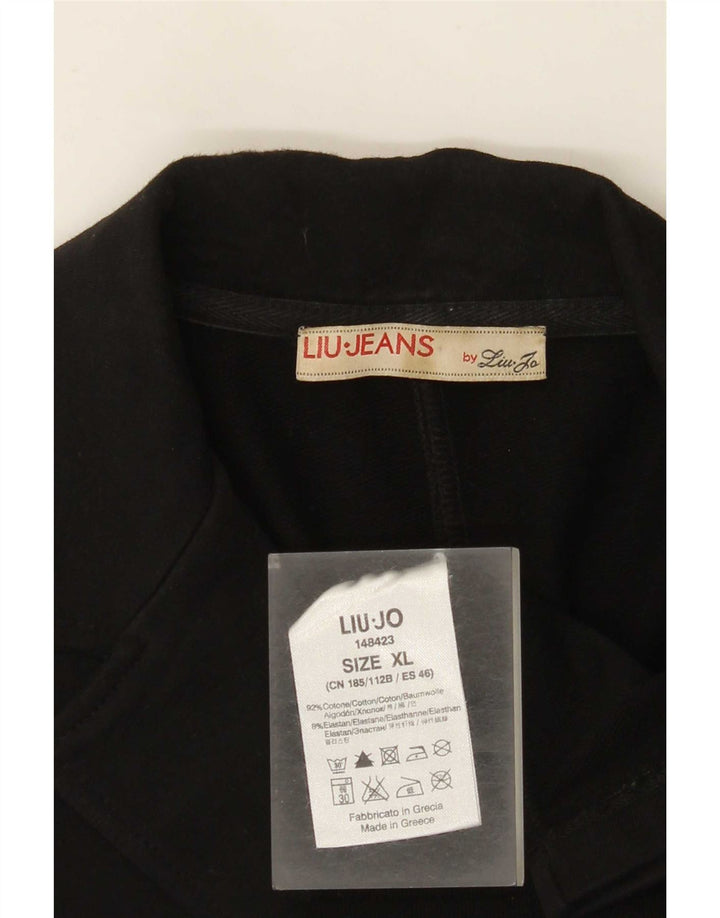 Liu Jo Dame 1 Knap Blazer Jakke UK 18 XL Sort Bomuld