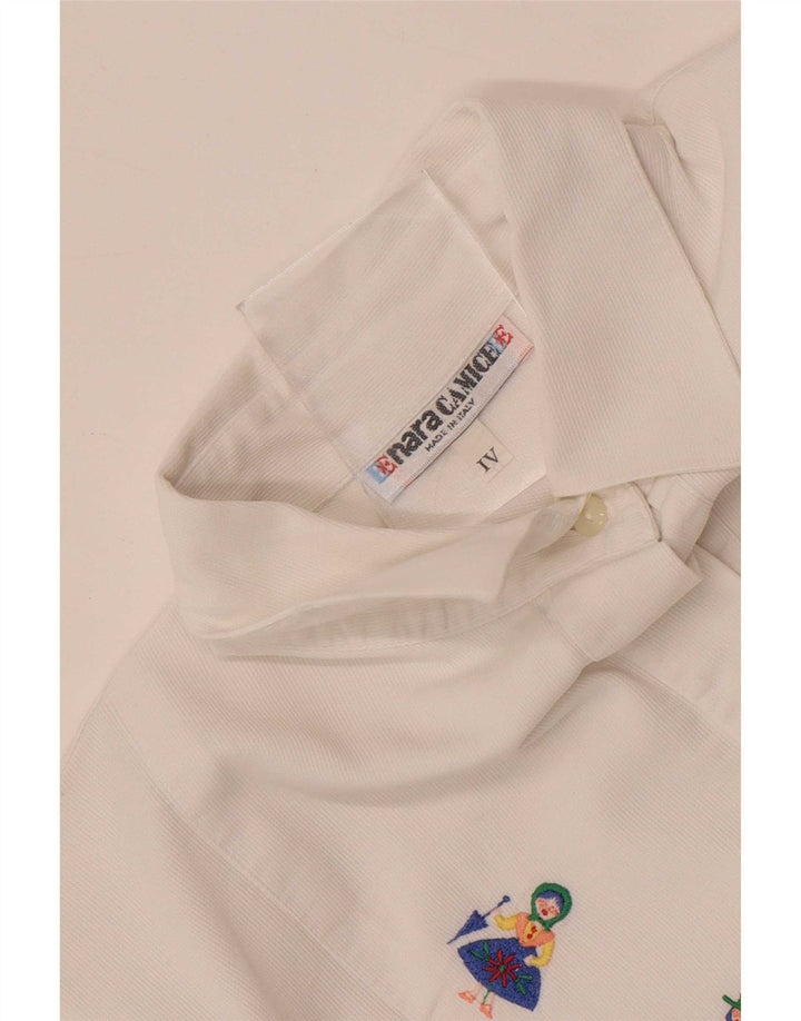 Naracamicee Dame Grafisk Skjorte Bluse UK 14 Medium White Ethnic