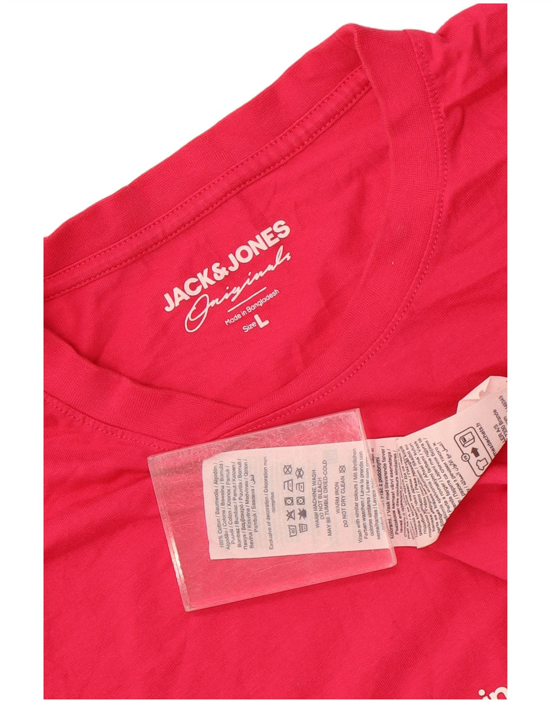 Jack & Jones Herre T-Shirt Top Stor Pink Bomuld