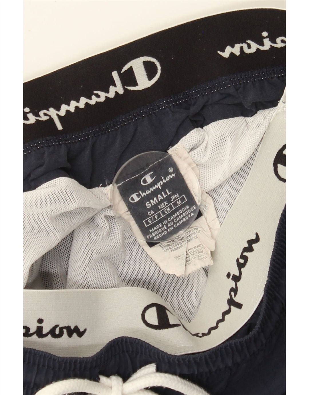 CHAMPION Mens Graphic Sport Shorts Small Navy Blue Polyacrylic
