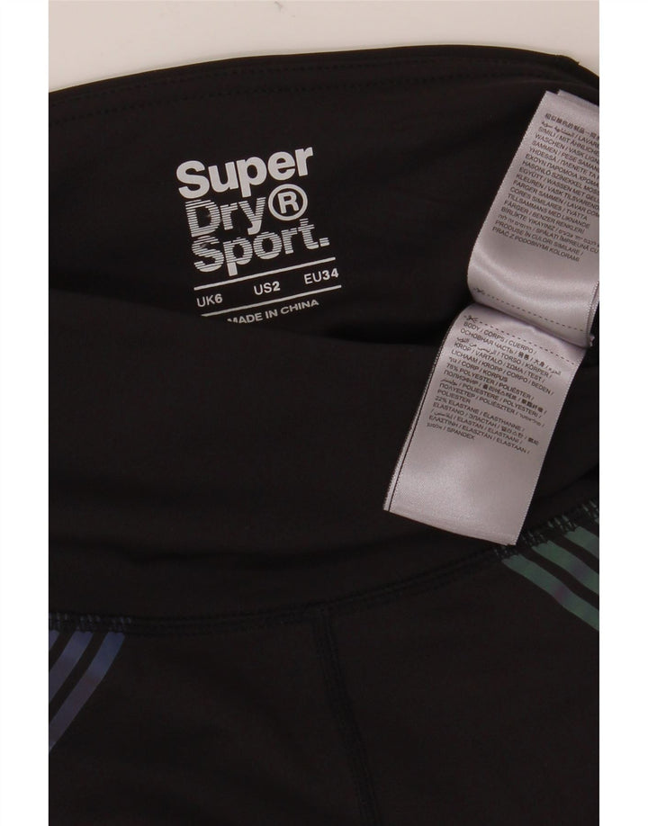 SUPERDRY Grafiske Leggings til kvinder UK 6 Lille sort polyester