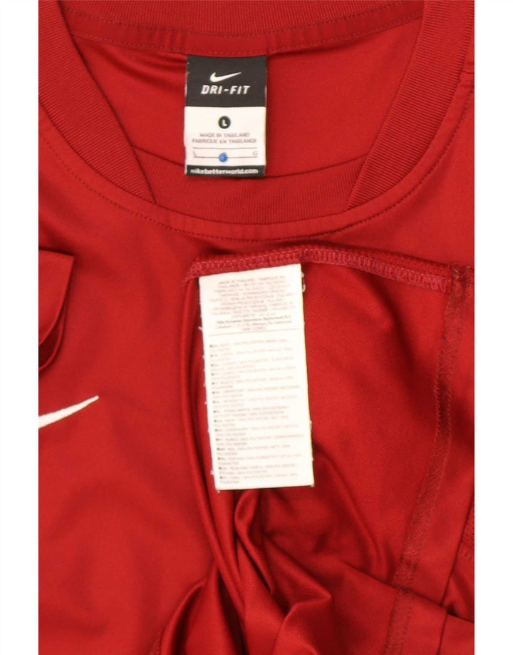 Nike Herre Dri Fit T-Shirt Top Stor Rød Polyester