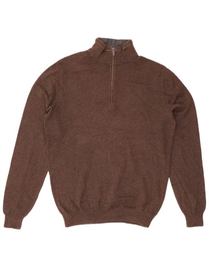 Massimo Dutti Herre lynlås-hals sweater lille brun bomuld