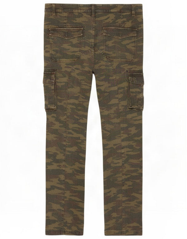 Vintage Womens Straight Cargo Trousers W30 L30 Khaki Camouflage Cotton