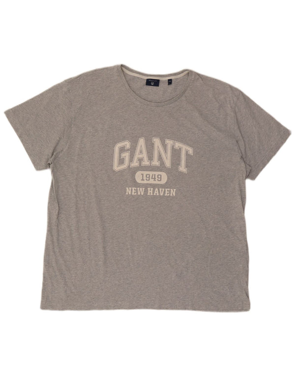 Gant Herre grafisk T-shirt Top 4XL Grå Flecked Bomuld