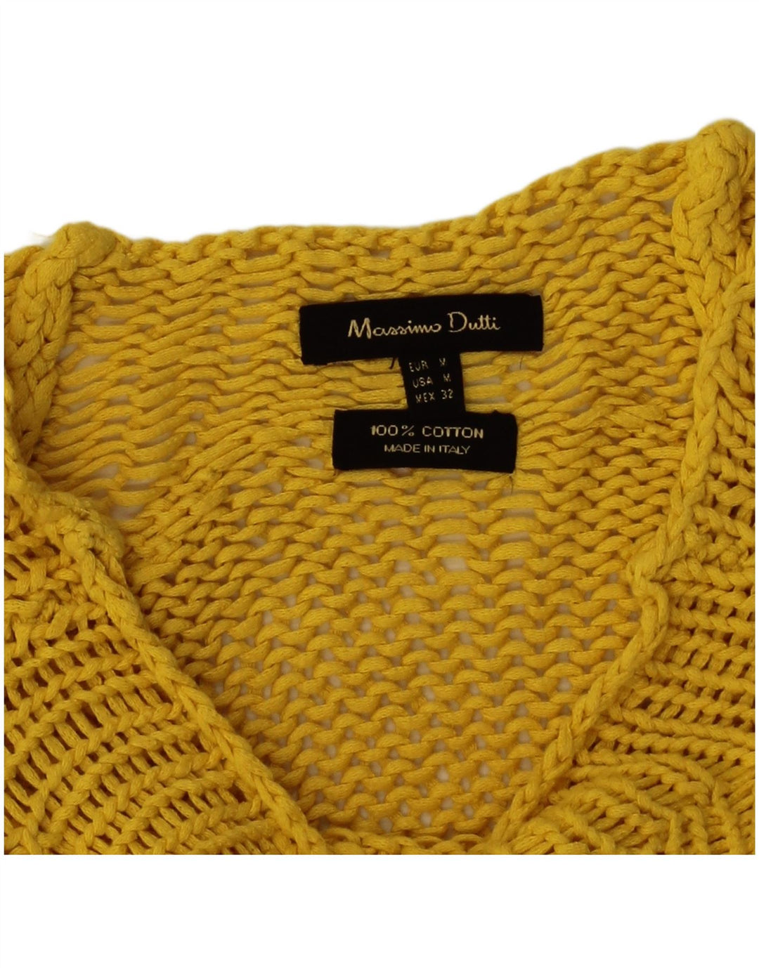 Massimo Dutti Dame Crop Boat Neck Jumper Sweater UK 14 Medium Yellow