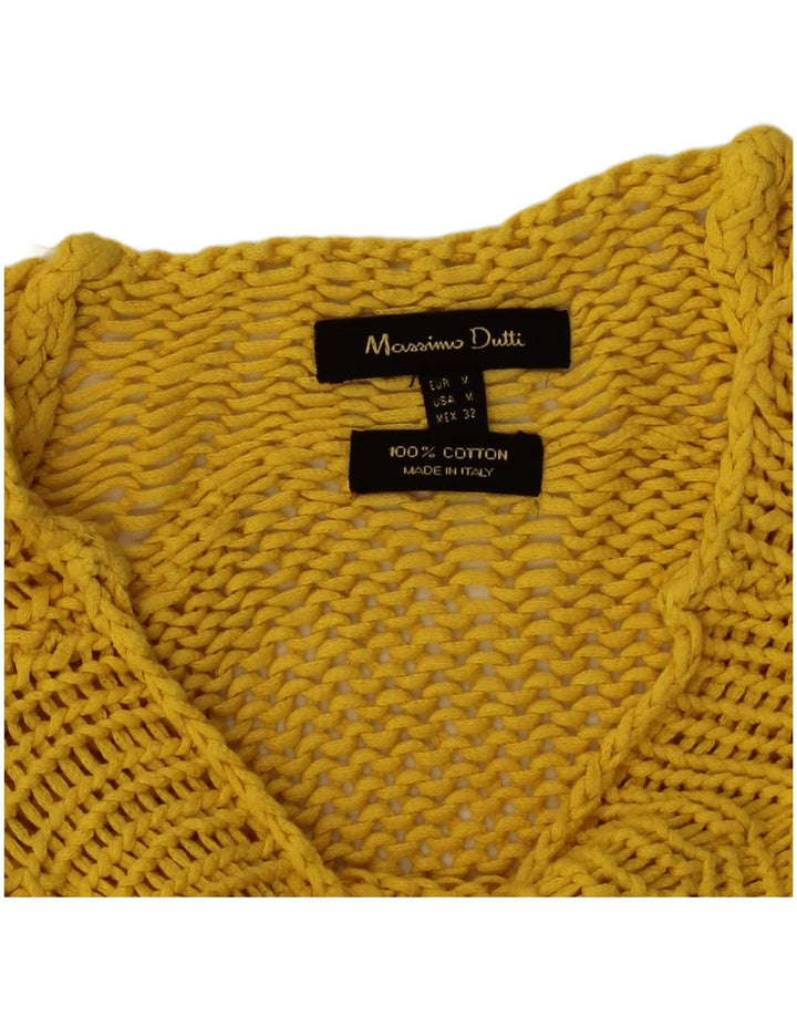 Massimo Dutti Dame Crop Boat Neck Jumper Sweater UK 14 Medium Yellow