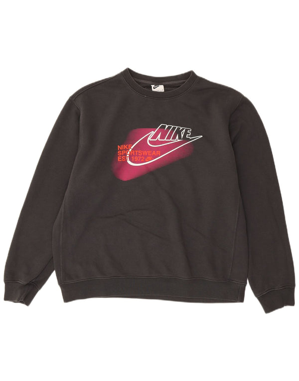 Nike Herre grafisk sweatshirt Jumper Medium Grå Bomuld