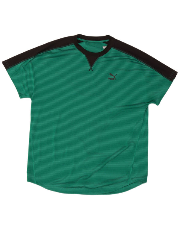 Puma Herre Grafisk T-Shirt Top XL Grøn Colourblock Polyester
