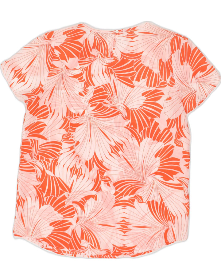 J. CREW Womens Short Sleeve Blouse Top US 2 XS Orange Floral Polyester | Vintage J. Crew | Thrift | Second-Hand J. Crew | Used Clothing | Messina Hembry 