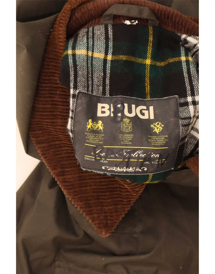 Brugi Herre vokset bomuldsjakke UK 40 Stor Khaki Colourblock