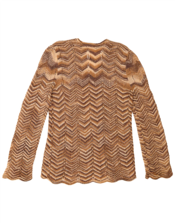 Vintage dame V-hals sweater UK 16 Stor brun ternet