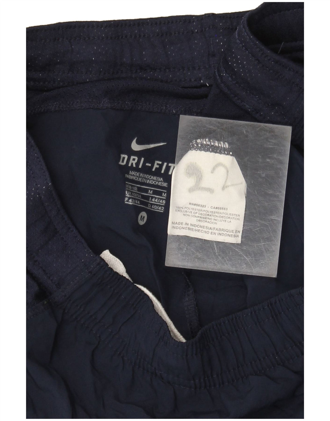 NIKE Dri Fit sportsshorts til kvinder UK 12/14 Medium Navy Blue Colourblock