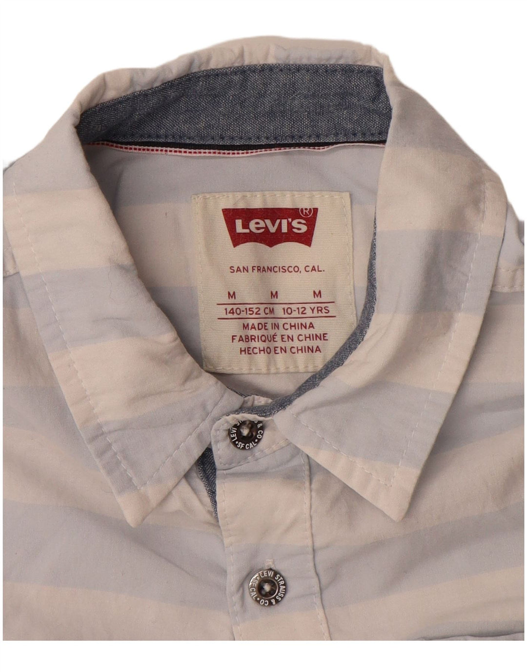 LEVI'S Boys Short Sleeve Shirt 10-11 Years Medium  Blue Striped Cotton