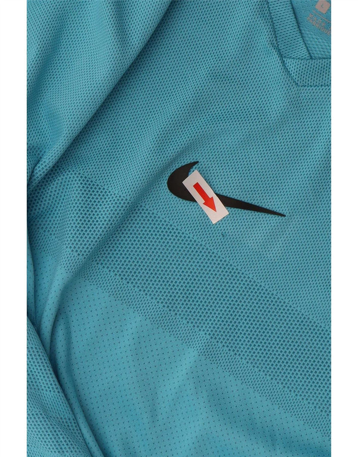 Nike Herre Dri Fit T-Shirt Top Stor Blå Polyester