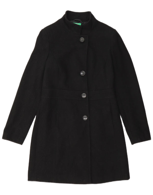 Benetton Dame Overfrakke UK 8 Small Black Wool