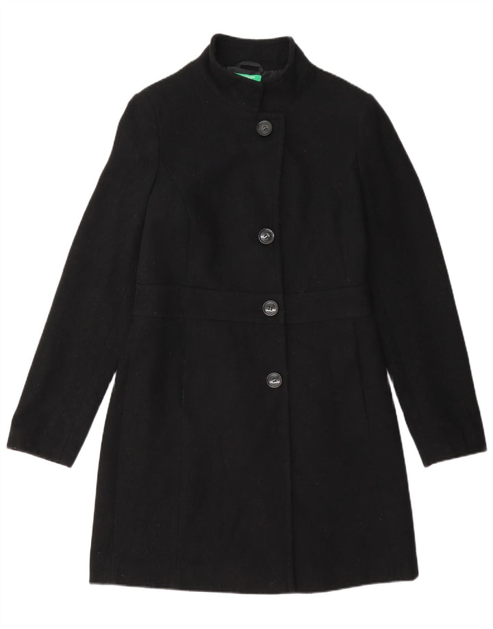 Benetton Dame Overfrakke UK 8 Small Black Wool
