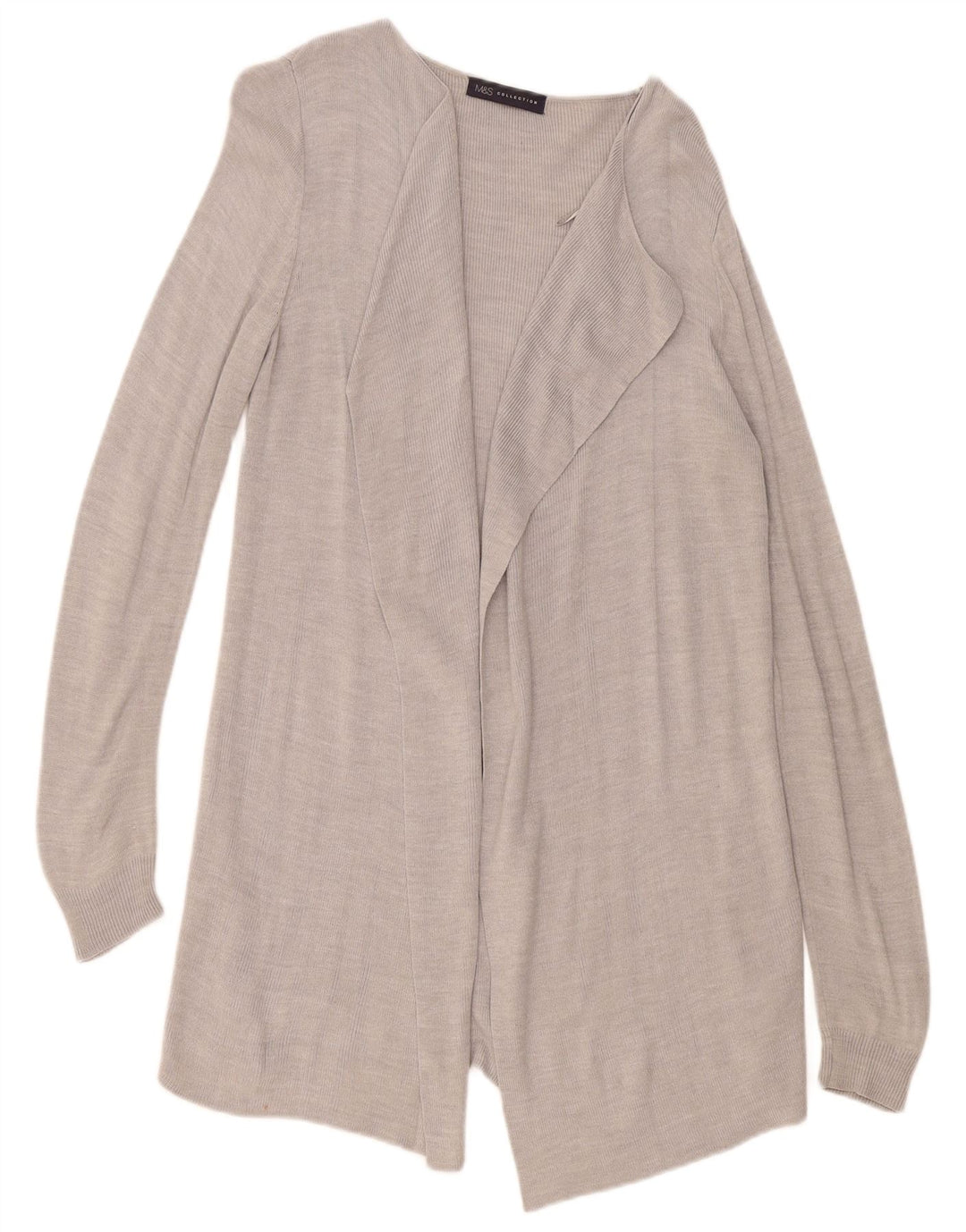 Marks & Spencer Dame Longline Åben Cardigan Sweater UK 10 Small Grey