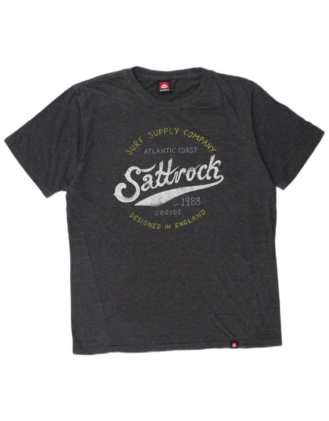 SALTROCK Herre grafisk T-shirt top mellemgrå bomuld