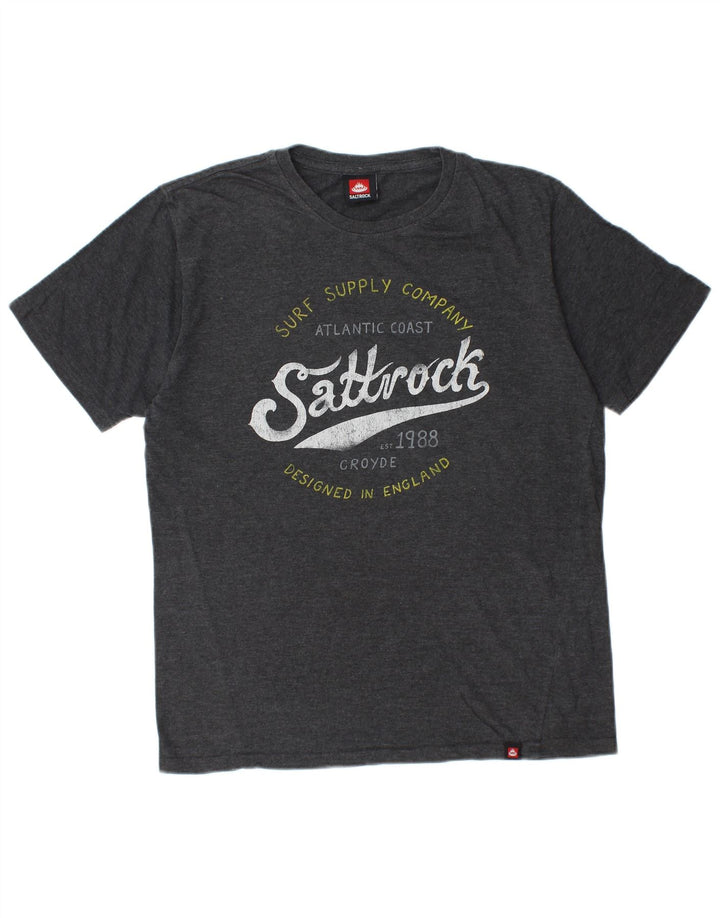 SALTROCK Herre grafisk T-shirt top mellemgrå bomuld