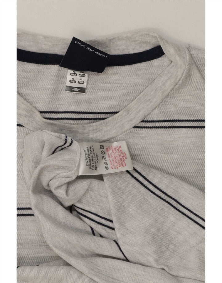 Umbro Herre T-Shirt Top XL Gråstribet Polyester