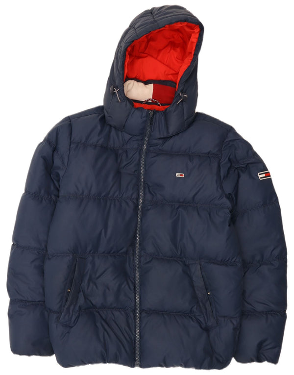 Tommy Hilfiger Herre hættepolstret jakke UK 42 XL Navy Blue Polyester