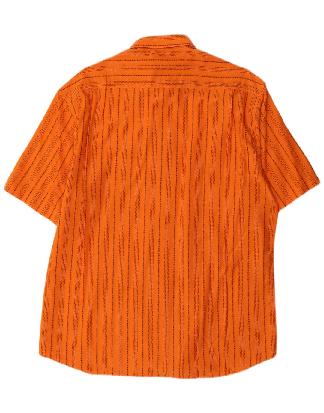 Vintage kortærmet herreskjorte medium orange stribet bomuld