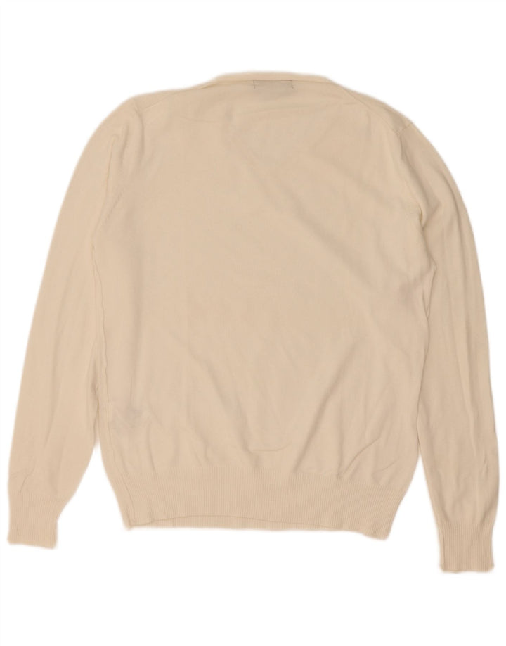 Zara Herre V-hals sweater Medium Off White Bomuld